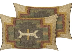 Dekokissen Orientalisches Muster Jute Mehrfarbig 30 X 50 Cm 2Er Set Pulicat
