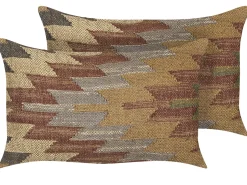 Dekokissen Orientalisches Muster Jute Mehrfarbig 30 X 50 Cm 2Er Set Deepor