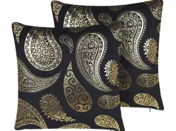 Dekokissen Paisleymotiv Samtstoff Gold / Schwarz 45 X 45 Cm 2Er Set Ursinia