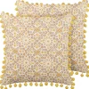 Dekokissen Pflanzenmuster Baumwolle Gelb 45 X 45 Cm 2Er Set Lycrois