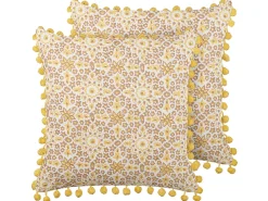 Dekokissen Pflanzenmuster Baumwolle Gelb 45 X 45 Cm 2Er Set Lycrois