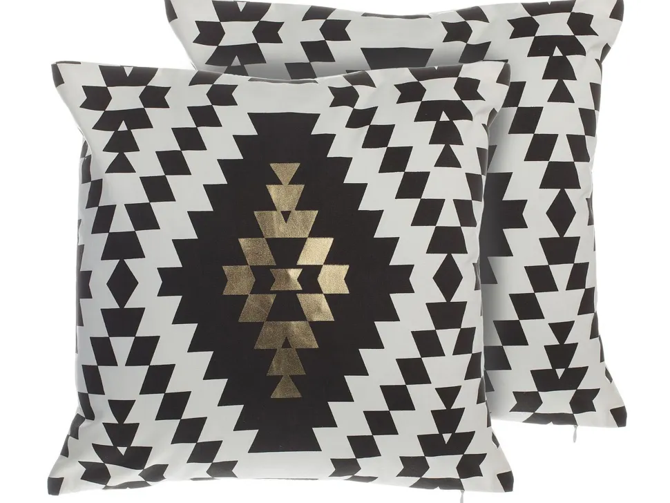 Dekokissen Rautenmuster Baumwolle Schwarz/Gold 45 X 45 Cm 2Er Set Coleus