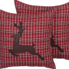 Dekokissen Rentier-Motiv Kariert Rot 45 X 45 Cm 2Er Set Comet