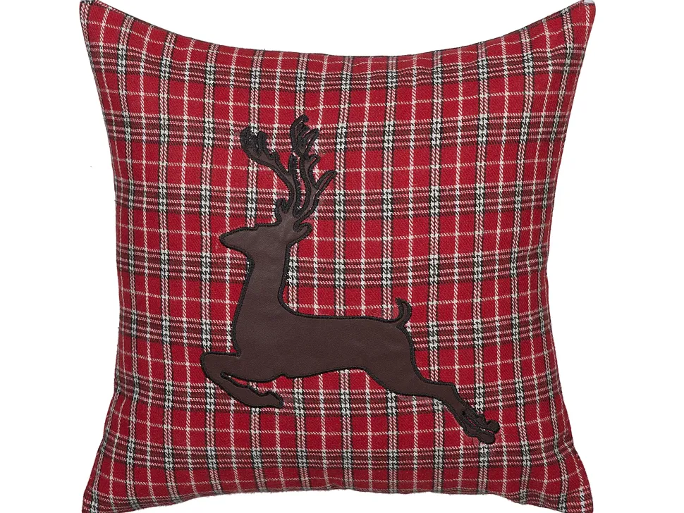 Dekokissen Rentier-Motiv Kariert Rot 45 X 45 Cm 2Er Set Comet