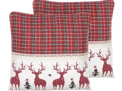 Dekokissen Rentier-Motiv Rot 45 X 45 Cm 2Er Set Robbie