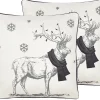 Dekokissen Rentier-Motiv Weis / Schwarz 45 X 45 Cm 2Er Set Sven