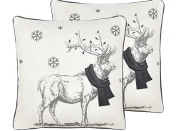 Dekokissen Rentier-Motiv Weis / Schwarz 45 X 45 Cm 2Er Set Sven