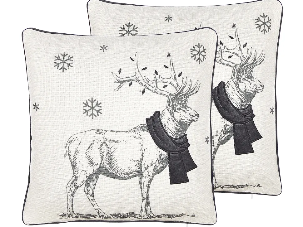 Dekokissen Rentier-Motiv Weis / Schwarz 45 X 45 Cm 2Er Set Sven