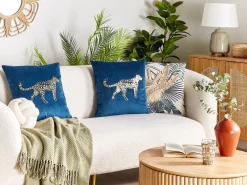 Dekokissen Samt Marineblau Tiermotiv 45 X 45 Cm 2Er Set Marula
