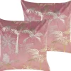 Dekokissen Samt Rosa Mit Palmenmotiv 45 X 45 Cm 2Er Set Caranday
