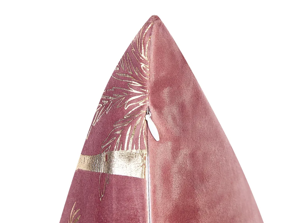 Dekokissen Samt Rosa Mit Palmenmotiv 45 X 45 Cm 2Er Set Caranday
