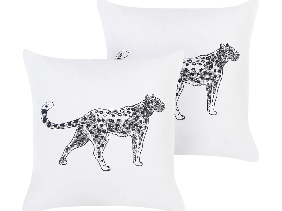 Dekokissen Samt Weis Tiermotiv 45 X 45 Cm 2Er Set Marula