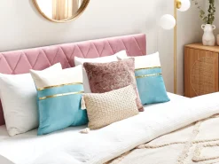 Dekokissen Samtstoff Blau / Beige 45 X 45 Cm 2Er Set Allium