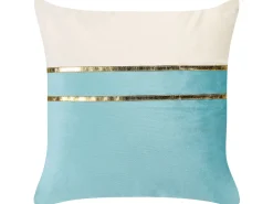 Dekokissen Samtstoff Blau / Beige 45 X 45 Cm 2Er Set Allium