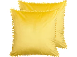 Dekokissen Samtstoff Gelb Mini-Pompons 45 X 45 Cm 2Er Set Aerangis