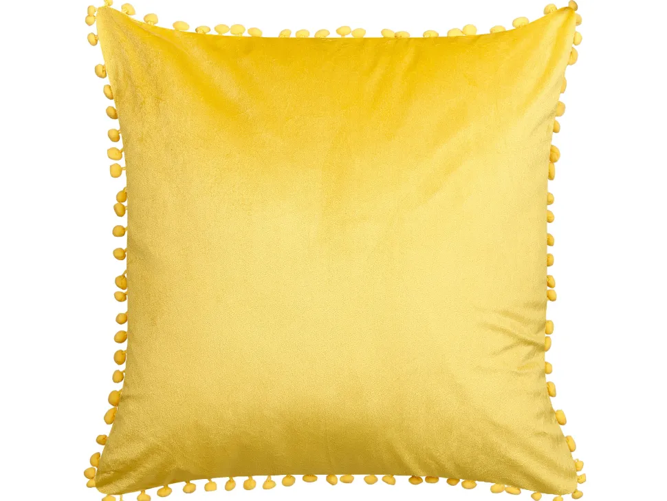Dekokissen Samtstoff Gelb Mini-Pompons 45 X 45 Cm 2Er Set Aerangis