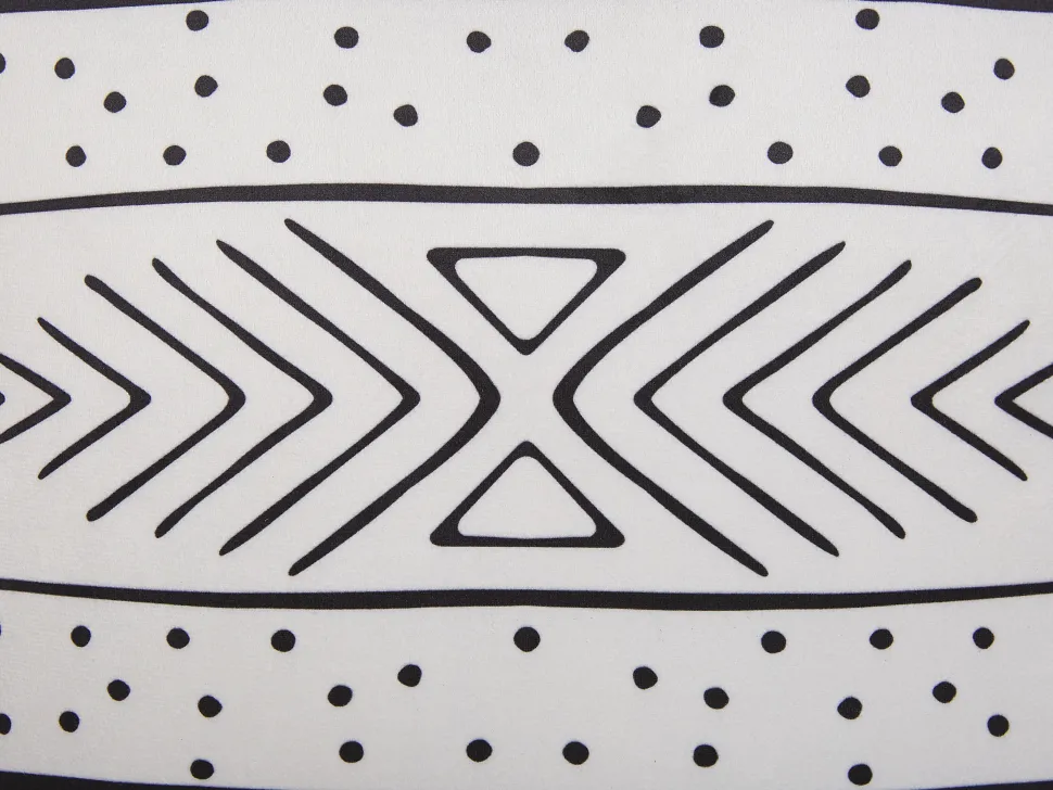 Dekokissen Samtstoff Geometrisches Muster Mit Fransen Weis / Schwarz 30 X 50 Cm 2Er Set Schefflera
