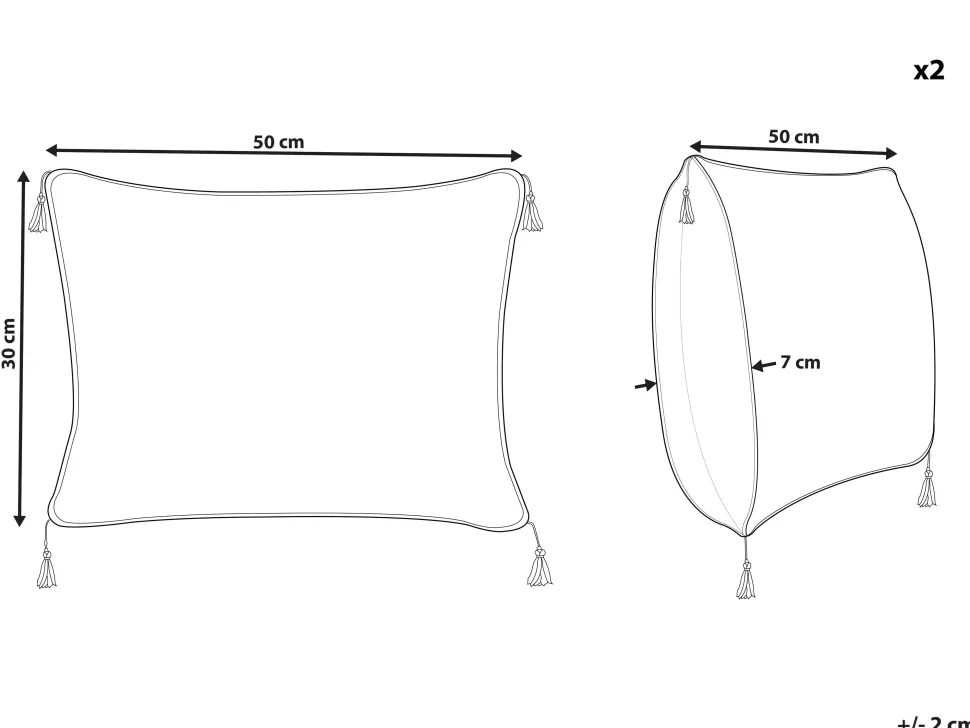 Dekokissen Samtstoff Geometrisches Muster Mit Fransen Weis / Schwarz 30 X 50 Cm 2Er Set Schefflera