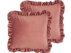 Dekokissen Samtstoff Rosa Mit Ruschen 42 X 42 Cm 2Er Set Kalanchoe