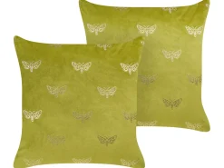 Dekokissen Schmetterlingsmuster Samtstoff Hellgrun 45 X 45 Cm 2Er Set Yuzuri