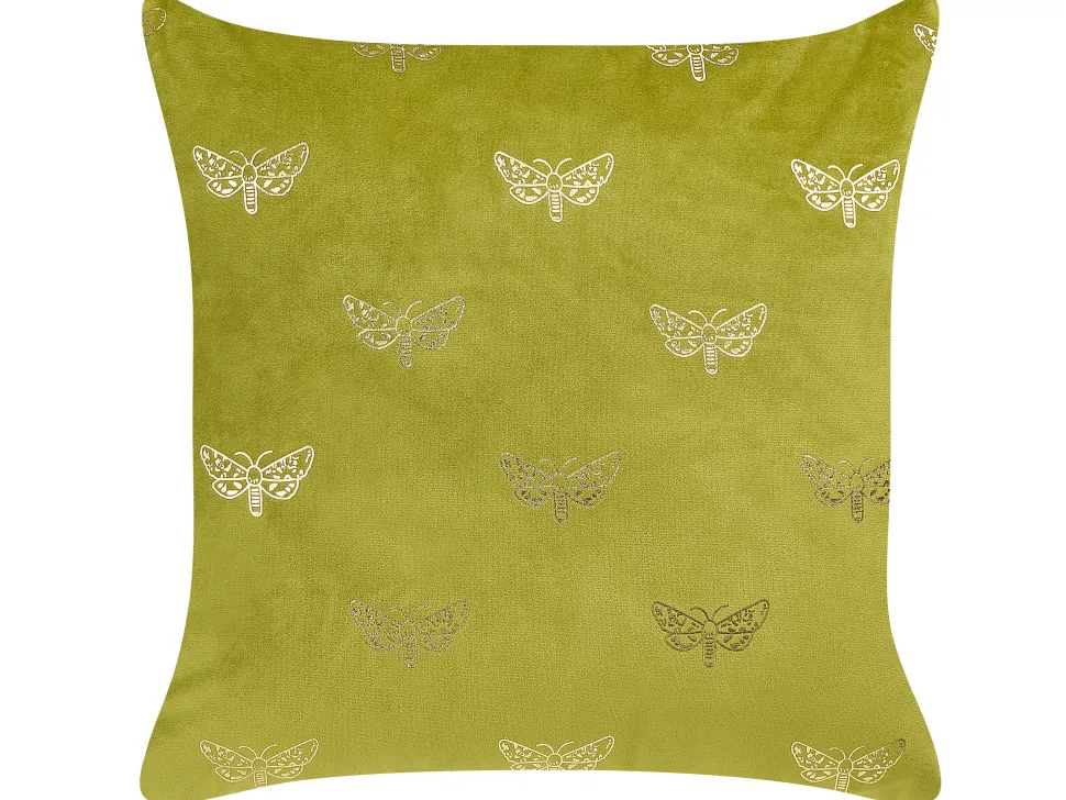 Dekokissen Schmetterlingsmuster Samtstoff Hellgrun 45 X 45 Cm 2Er Set Yuzuri
