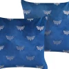 Dekokissen Schmetterlingsmuster Samtstoff Marineblau 45 X 45 Cm 2Er Set Yuzuri