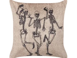Dekokissen Skelett-Motiv Samtstoff Beige 45 X 45 Cm 2Er Set Mortesti