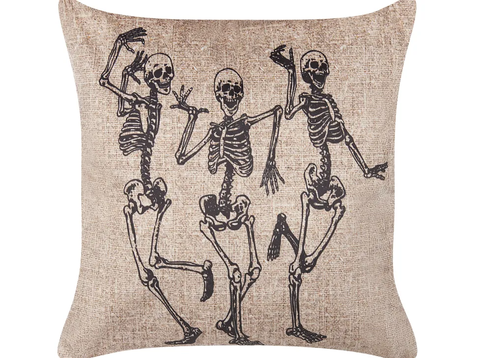 Dekokissen Skelett-Motiv Samtstoff Beige 45 X 45 Cm 2Er Set Mortesti