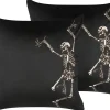 Dekokissen Skelett-Motiv Samtstoff Schwarz 45 X 45 Cm 2Er Set Medves