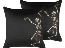 Dekokissen Skelett-Motiv Samtstoff Schwarz 45 X 45 Cm 2Er Set Medves