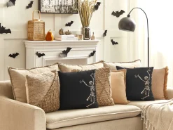 Dekokissen Skelett-Motiv Samtstoff Schwarz 45 X 45 Cm 2Er Set Medves