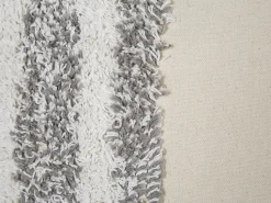 Dekokissen Streifenmuster Baumwolle Beige / Grau Getuftet 45 X 45 Cm 2Er Set Heliconia