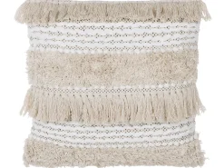 Dekokissen Streifenmuster Beige Bestickt 45 X 45 Cm 2Er Set Villur