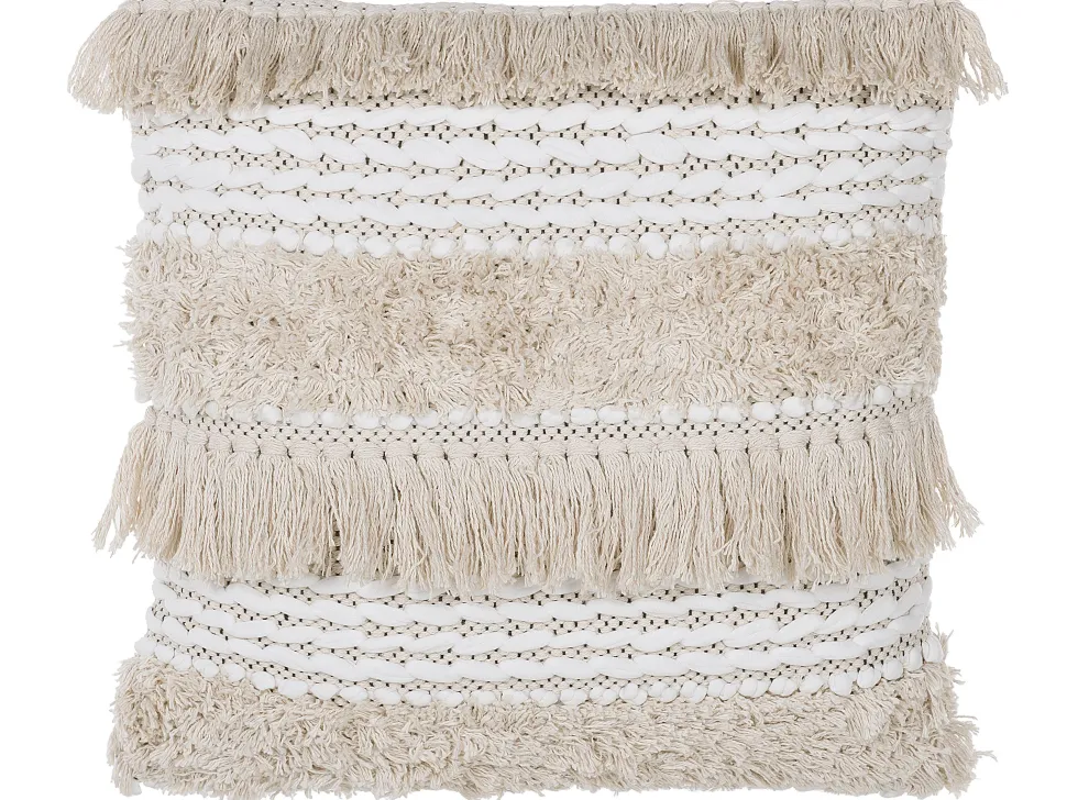Dekokissen Streifenmuster Beige Bestickt 45 X 45 Cm 2Er Set Villur
