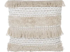 Dekokissen Streifenmuster Beige Bestickt 45 X 45 Cm Villur