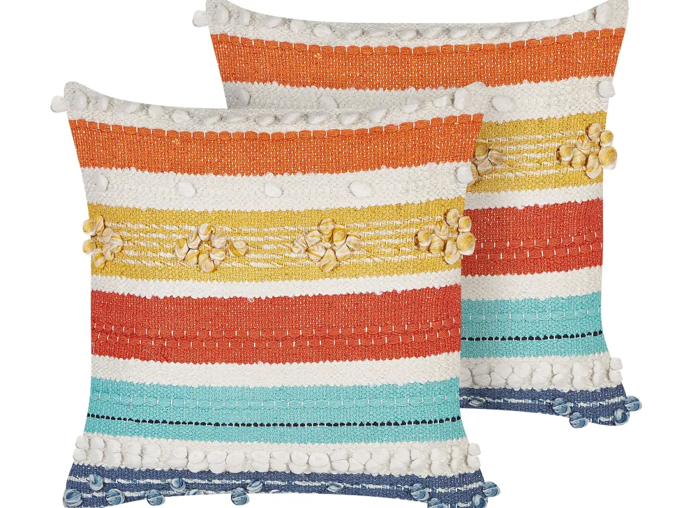 Dekokissen Streifenmuster Baumwolle Mehrfarbig 45 X 45 Cm 2Er Set Dicliptera