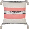 Dekokissen Streifenmuster Baumwolle Beige/Rot 45 X 45 Cm Euphorbia