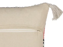 Dekokissen Streifenmuster Baumwolle Beige/Rot 45 X 45 Cm Euphorbia