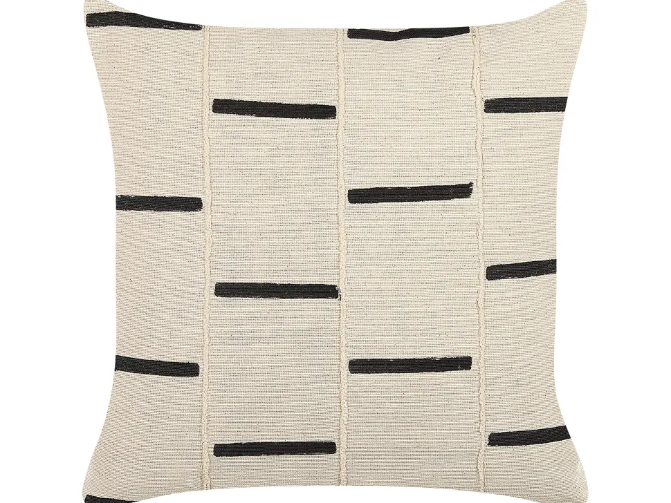 Dekokissen Streifenmuster Baumwolle Hellbeige / Schwarz 45 X 45 Cm Abies
