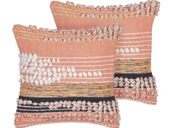 Dekokissen Streifenmuster Baumwolle Orange 45 X 45 Cm 2Er Set Deutzia