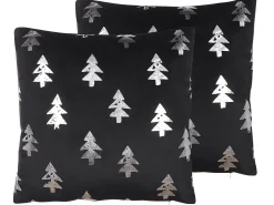 Dekokissen Tannenbaum-Motiv Samtstoff Schwarz 45 X 45 Cm 2Er Set Cupid