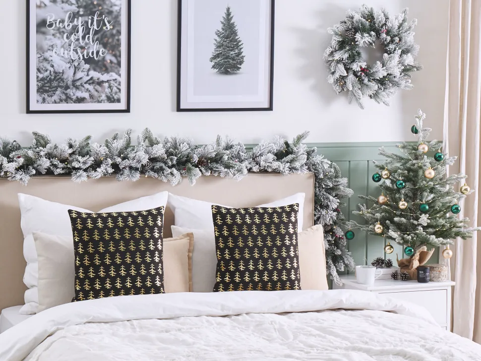 Dekokissen Tannenbaum-Motiv Baumwolle Schwarz 45 X 45 Cm 2Er Set Leroy