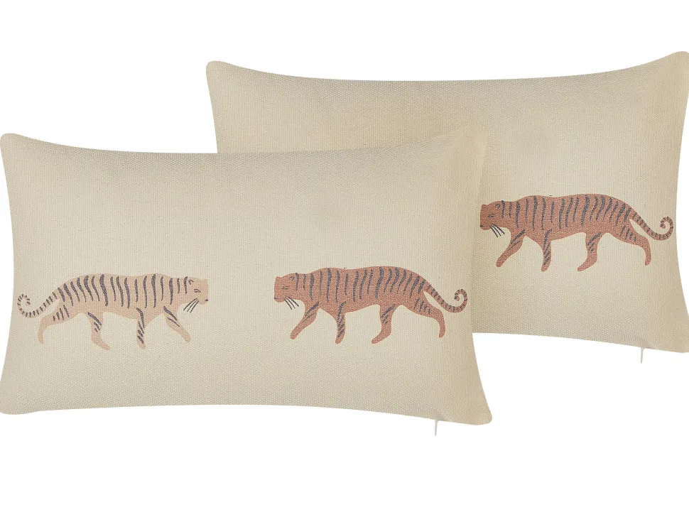Dekokissen Tiermotiv Beige 30 X 50 Cm 2Er Set Nierembergia