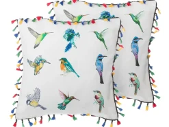 Dekokissen Vogelmotiv Mit Fransen Bunt 45 X 45 Cm 2Er Set Mallow