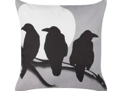 Dekokissen Vogelmotiv Samtstoff Grau 45 X 45 Cm 2Er Set Oradea