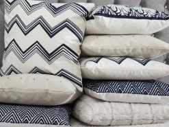 Dekokissen Zickzack Muster Baumwolle Weis/Blau 45 X 45 Cm 2Er Set Nerine
