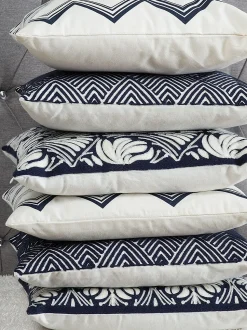 Dekokissen Zickzack Muster Baumwolle Weis/Blau 45 X 45 Cm 2Er Set Nerine