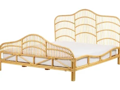 Doppelbett Rattan Hellbraun Lattenrost 180 X 200 Cm Domeyrot