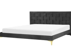 Doppelbett Samtstoff Schwarz Lattenrost 180 X 200 Cm Limoux