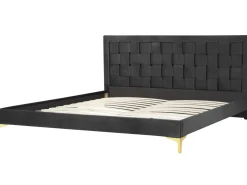 Doppelbett Samtstoff Schwarz Lattenrost 180 X 200 Cm Limoux